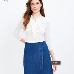 NWT Eyelet Ruffle Henley Top